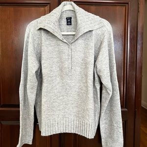 GAP Wool-Blend Open Neck Sweater in Gray - Size XXL
